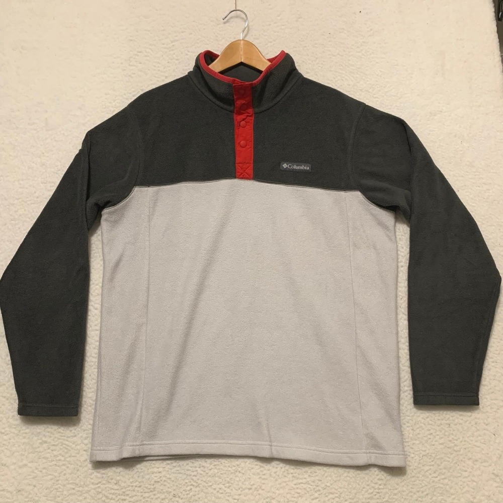 Columbia Steens Mountain Snap Fleece Pullover Mens L Gray Colorblock Gorpcore